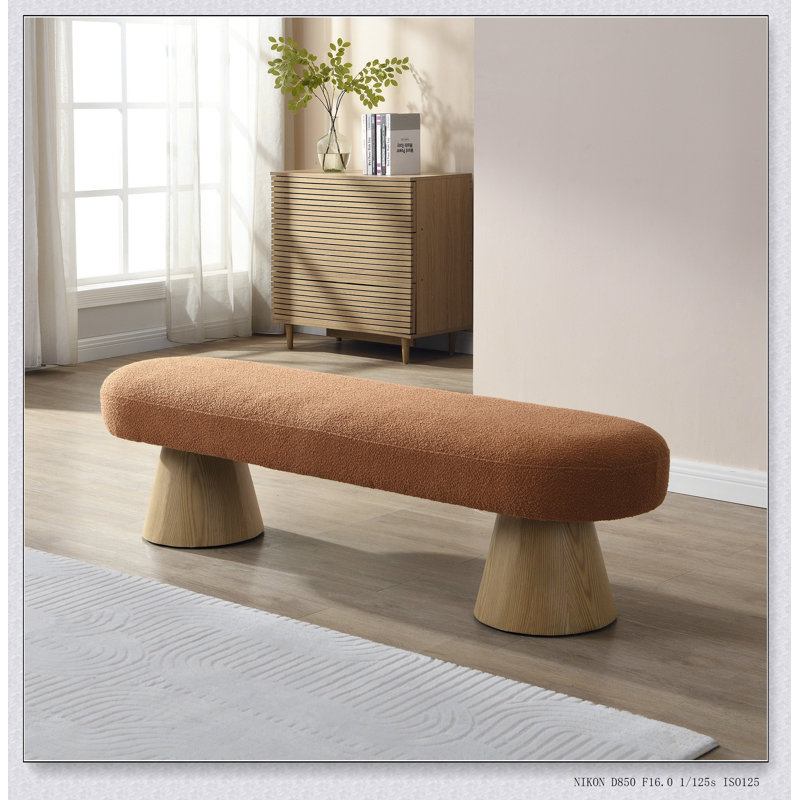 Banc de salle à manger rembourré polyvalent avec pieds en bois robustes, orange 64 L, capacité de 300 LBS pour des utilisations multiples