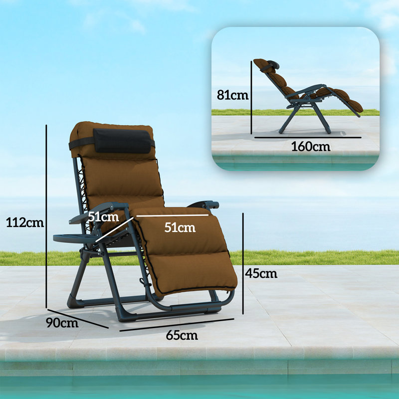 90cm Long Zero Gravity with Cushions, Brown