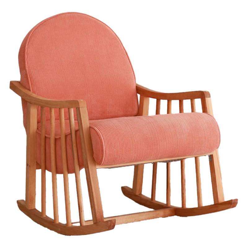 Beech Tree Frame Rocking Wing Chair, Coral