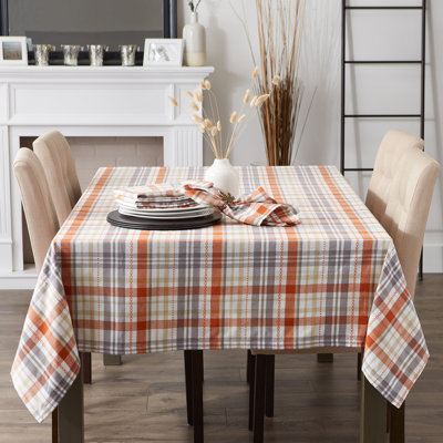 Mariadel Machine Washable Cotton Plaid Tablecloth