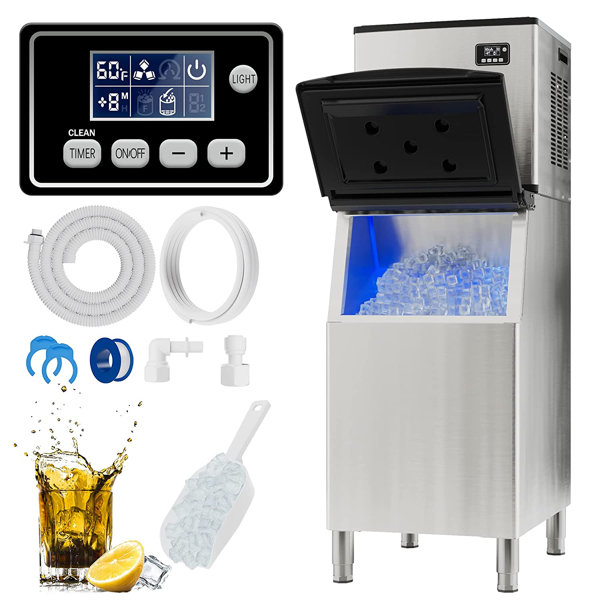 Cooler Depot 23 in. W 352 lbs. Freestanding Air Cooled Commercial Ice-Maker with Bin in Stainless Steel