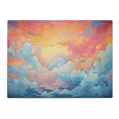 Cloudy Sky Orphism  Glass Chopping Board