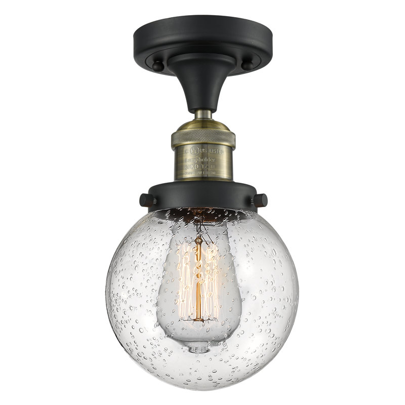 Plafonnier semi-encastré simple sphère 6 po Araujo, Ampoule non incluse, Grainé, Laiton antique noir