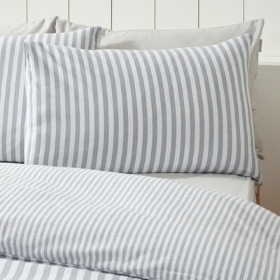 Brushed Stripe Cotton Reversible Duvet Cover Set