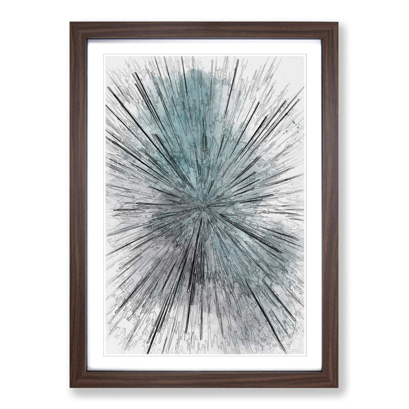 Explosion of Light in Abstract - Picture Frame Graphic Art Print, 65cm H x 48cm W x 2cm D, Walnut Framed