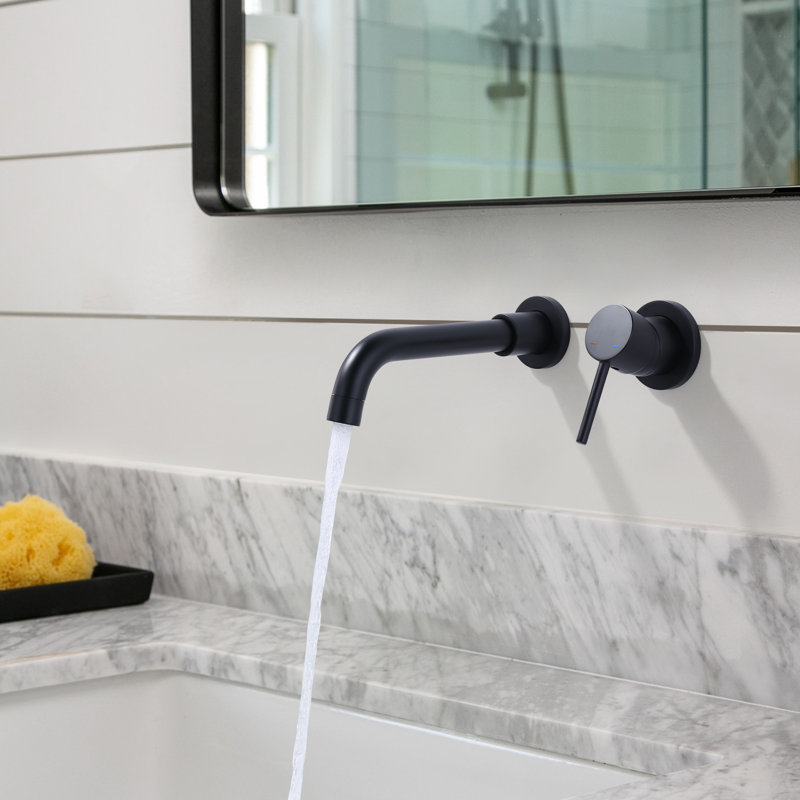 Robinet de salle de bain mural, Noir mat