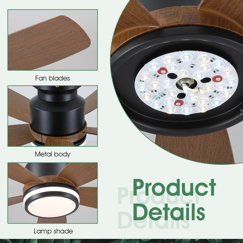 41" Flush Mount Ceiling Fan With Light And Remote/app Control, Brown