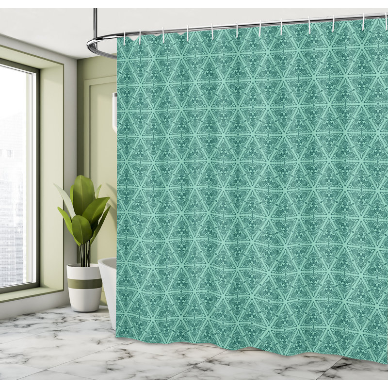 Ensemble de rideau de douche + crochets, H 69 po x l 75 po, Vert trèfle