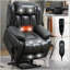 Motor Infinite Position Up to 350 LBS Electric Medium size Leatheraire Grey Power Lift Recliner Chair with 8-Point Vibration Massage and Lumbar Heating