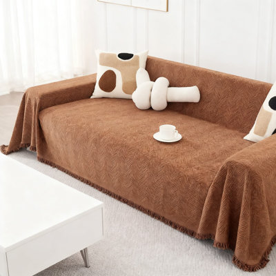 Non-Slip Chenille Sofa Cover With Anti-Slip Dots, Washable Pet Furniture Protector And Couch Blanket For Living Room Sectionals