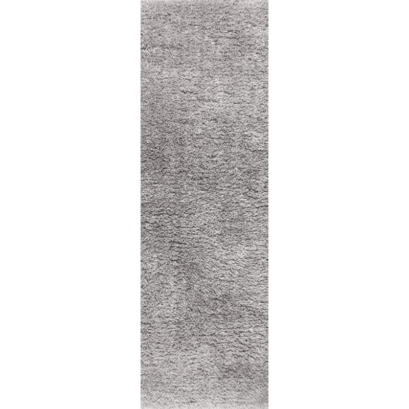 Aydin Solid Plush Shag Gray Rug, Runner 2'3" x 8'