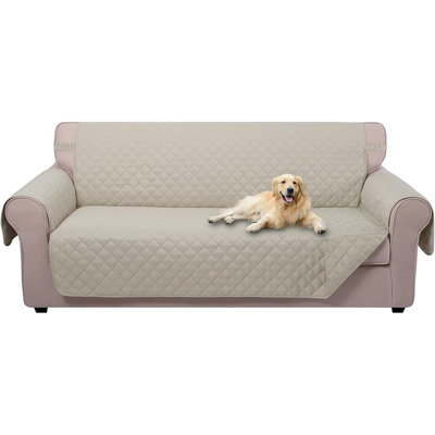 Reversible Quilted Sofa Cover, Water-Repellent Couch Protector with Elastic Straps and Non-Slip Foam Anchors, Washable Pet Furniture Cover
