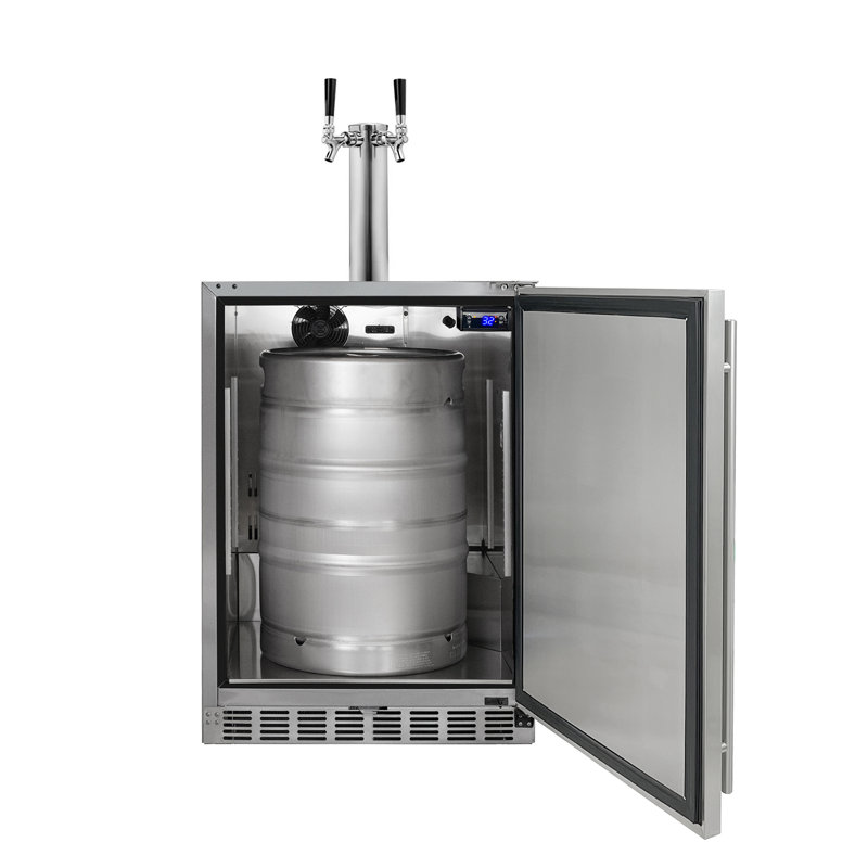 Kegco 24" Wide Outdoor Dual Tap All Stainless Steel Built-In Kegerator with Kit, Left