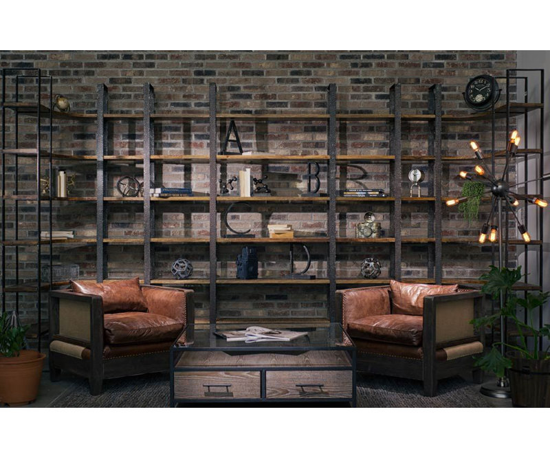 Tauton II 90" Bookcase, Black/Brown