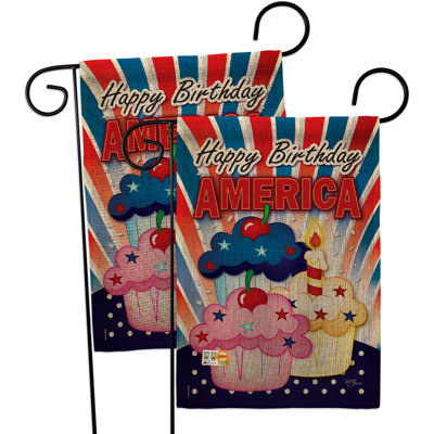 Double Sided 18.5'' H x 13'' W Independence Day Garden Flag