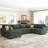 Zanavia U Shaped Corduroy Sectional Sofa Modular Sectional With Storage Ottoman-1410014296-1453625457
