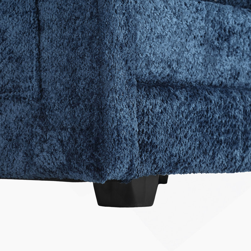 Luxurious Oversized Double Sofa with Removable Armrests and Side Pockets, Navy