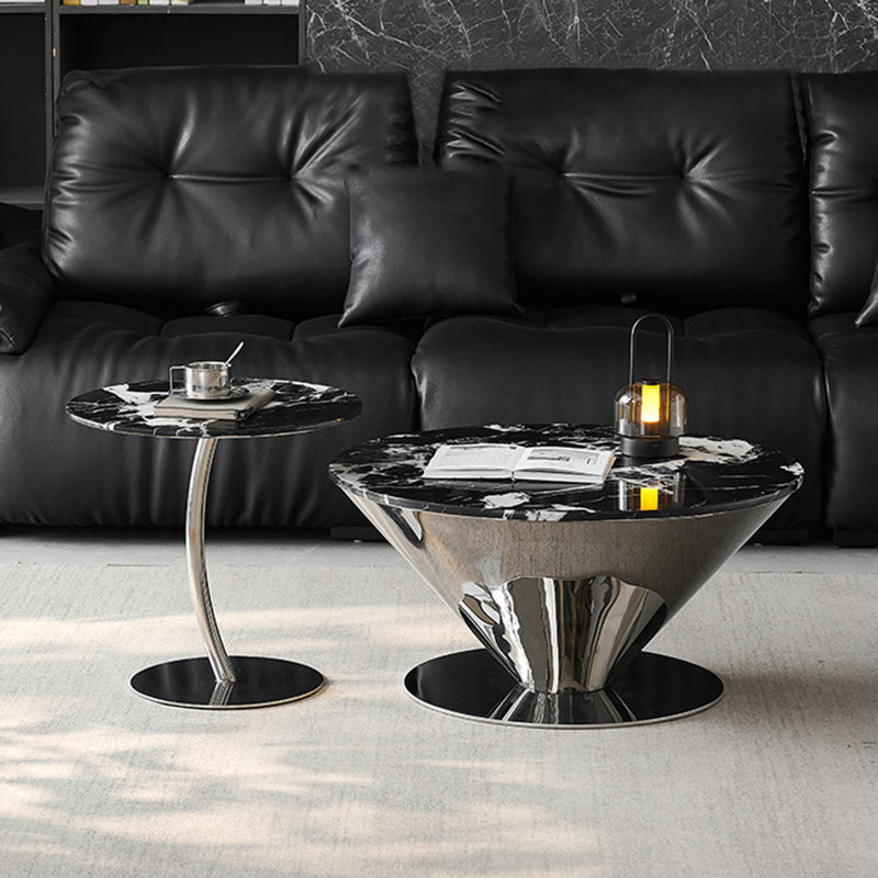 Modern round marble coffee table