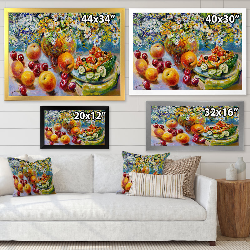 Peinture de fruits et de fleurs, nature morte, Cadre photo noir, H 8 po x l 12 po x P 1 po