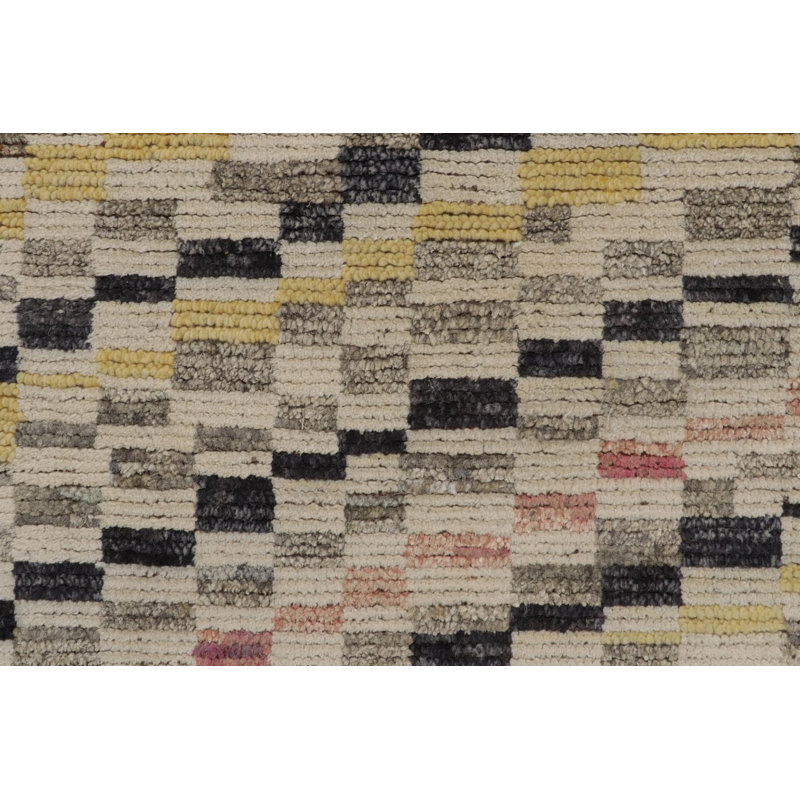 Moroccan Hand Knotted Geometric Area Rug, Rectangle 6' x 9'