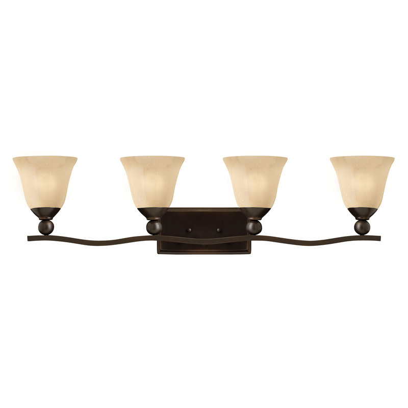 Bolla 4-Light Vanity Light, Olde Bronze, Clear Seedy Glass, Incandescent