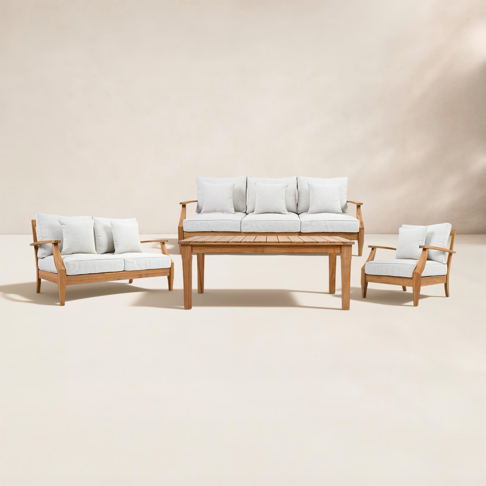 Clairmont 7-Person Teak Patio Seating Group, White