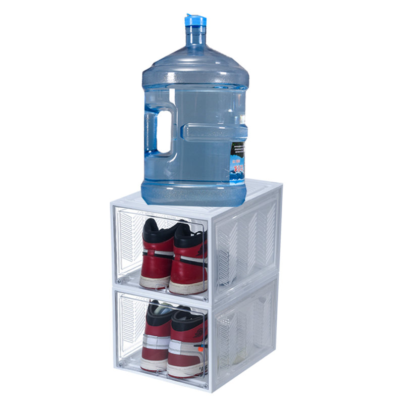 Grande boîte de rangement empilable pour chaussures, Blanc, 12