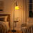 70" Mid-Century Modern Arc Floor Lamp with Side Table,  Adjustable Height, Bulb Include
