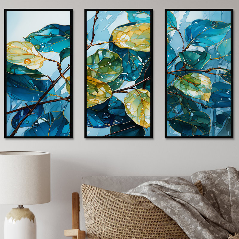 Ensemble de salon Leaves Charm, Cadre flottant noir, H 28 po x l 36 po x P 1 po