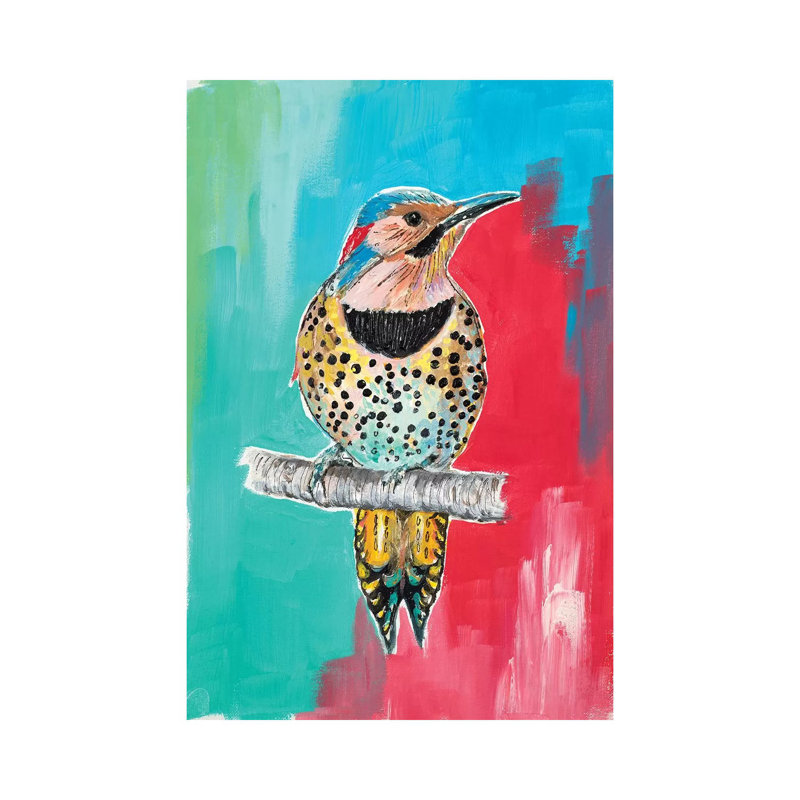 Woodpecker I par Patricia Pinto - peinture sur toile tendue, H 40 po x l 26 po x P 1,5 po