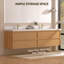Meuble-lavabo flottant de 84 po avec comptoir en marbre d'ingénierie moderne et lavabo double encastrable, texture rotin 84 po