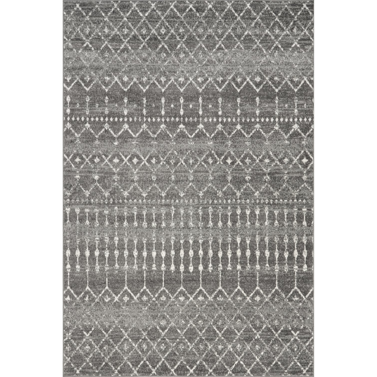 Tapis à motif géométrique marocain gris foncé Amanuel