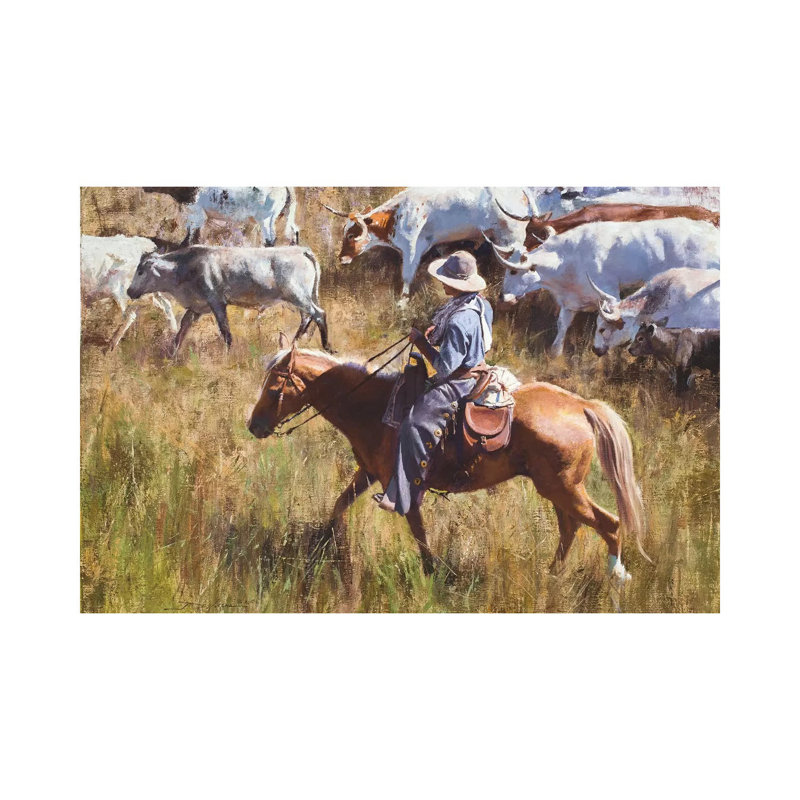 Casual Roundup by David Edward Kucera - Wrapped Canvas Painting, 66.04 cm H x 45.72 cm W x 3.175 cm D