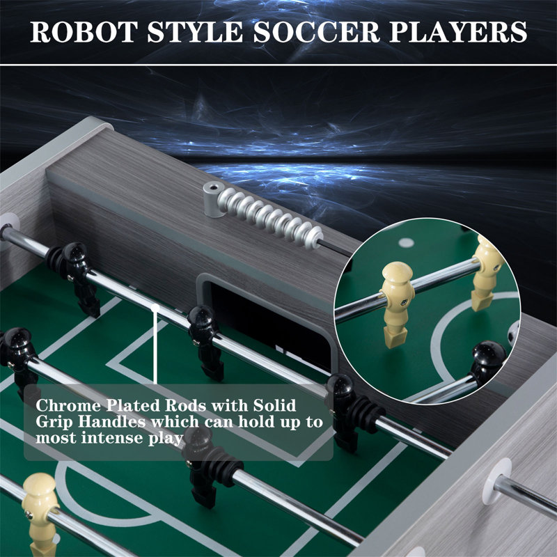 RayChee 55'' L Foosball Table, Full Size Soccer Game Table with 2 Balls, Leg Levelers and Heavy-Duty, Gray