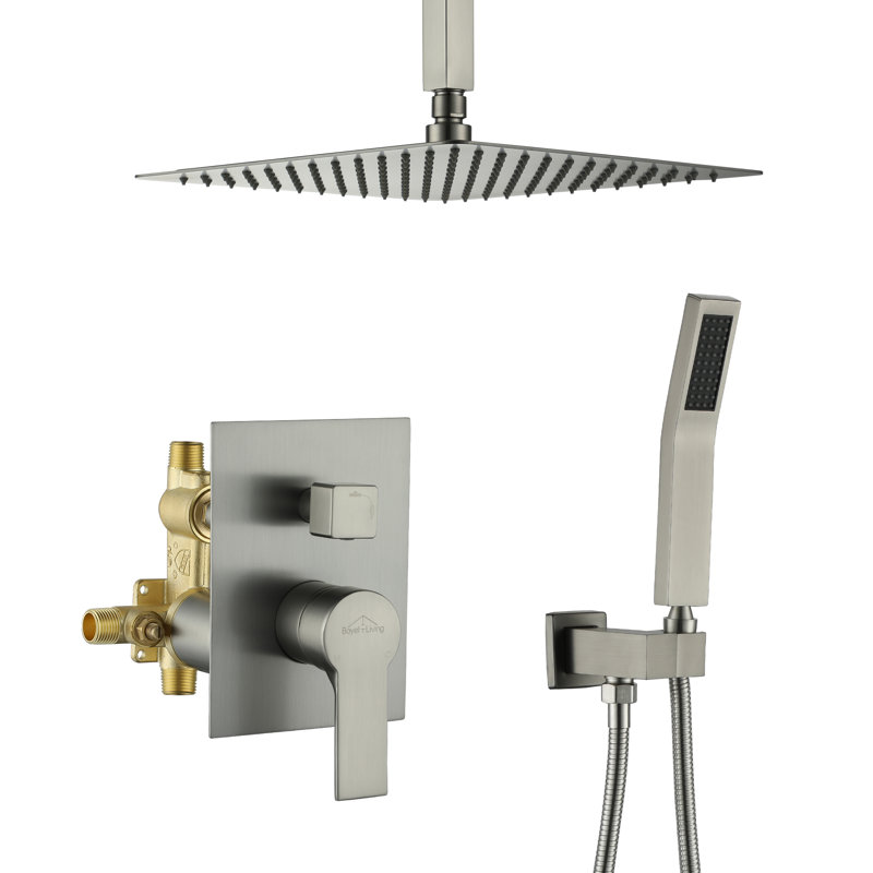 Système de douche complet avec valve brute, Nickel brossé