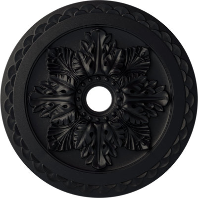 Endurathane Bordeaux Deluxe Ceiling Medallion, 23 5/8"OD x 3"ID x 2"P (Fits Canopies up to 4"), Hand-Painted Steel Gray Finish