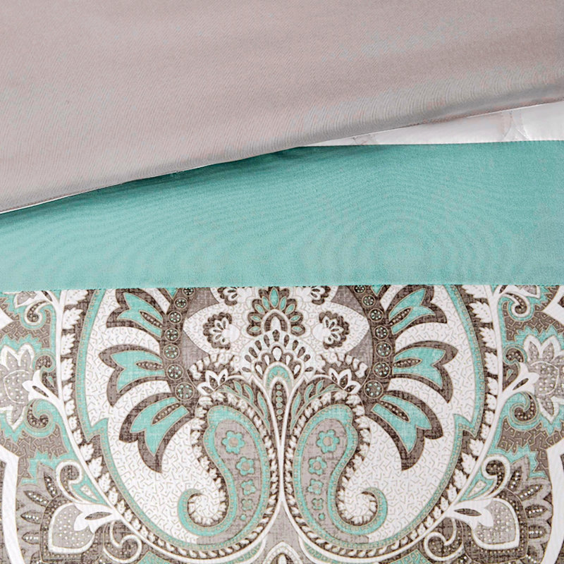 Polyester Comforter, California King Comforter + 4 Pillowcases, Seafoam Abstract