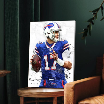 1 affiche murale encadrée, Buffalo Bills Josh Allen n° 17, tableau sur toile, décoration sportive moderne pour salon, chambre, bureau ou salle de jeux, cadeau pour les fans de la NFL