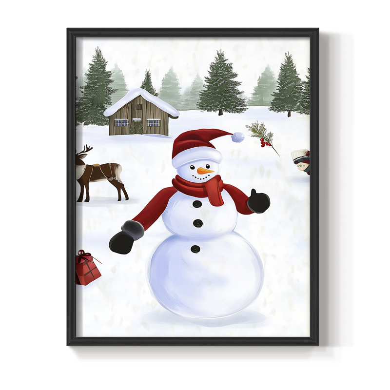 «Christmas Holiday Art» CECXCV, reproduction d'art encadrée - bois massif, H 30 po x l 24 po, Noir, noir, noir, noir