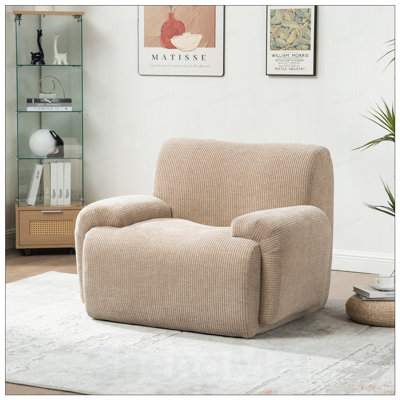 Large fauteuil d'appoint rayé en chenille moderne, fauteuil simple confortable pour lire et se prélasser dans les salons et les chambres