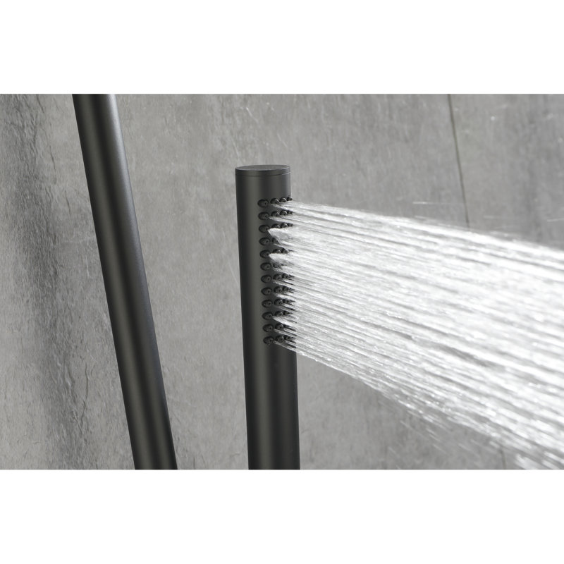 59-Inch Hose Handheld Shower With Adjustable Height And 28-Inch Slide Bar In Dark Matte Hose, Bar, Black, Matte Black