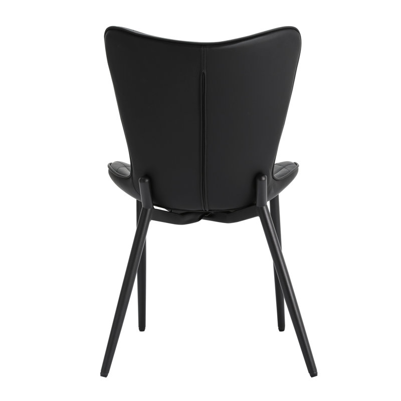 Cat Scratching Leather Dining Chair, Diamond Quilting, (set Of 2), Black