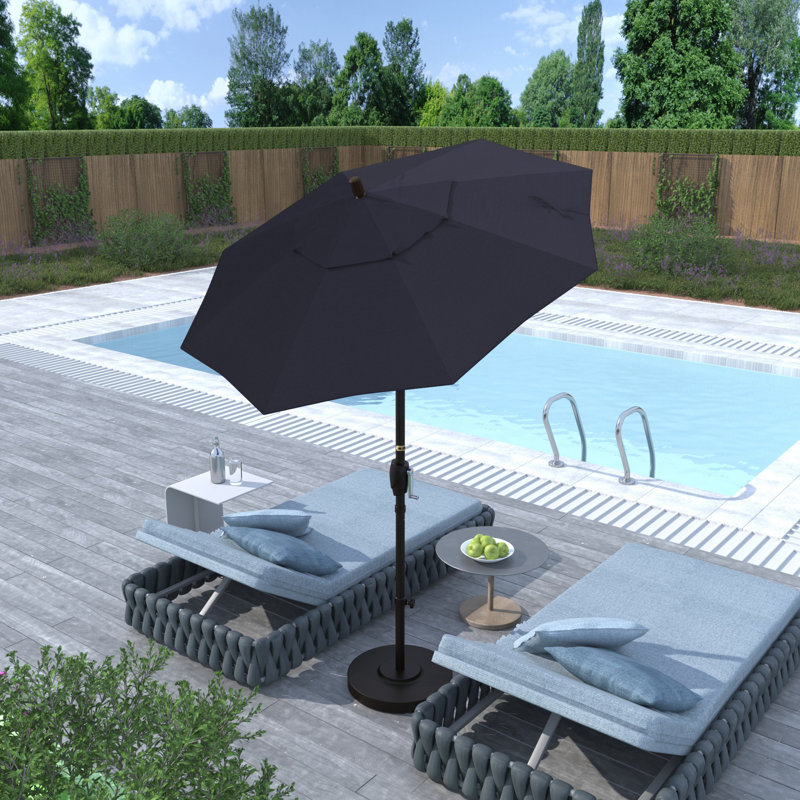 Parasol de marché 6 pi Jelinek, Toile bleu marine Sunbrella®, Bronze