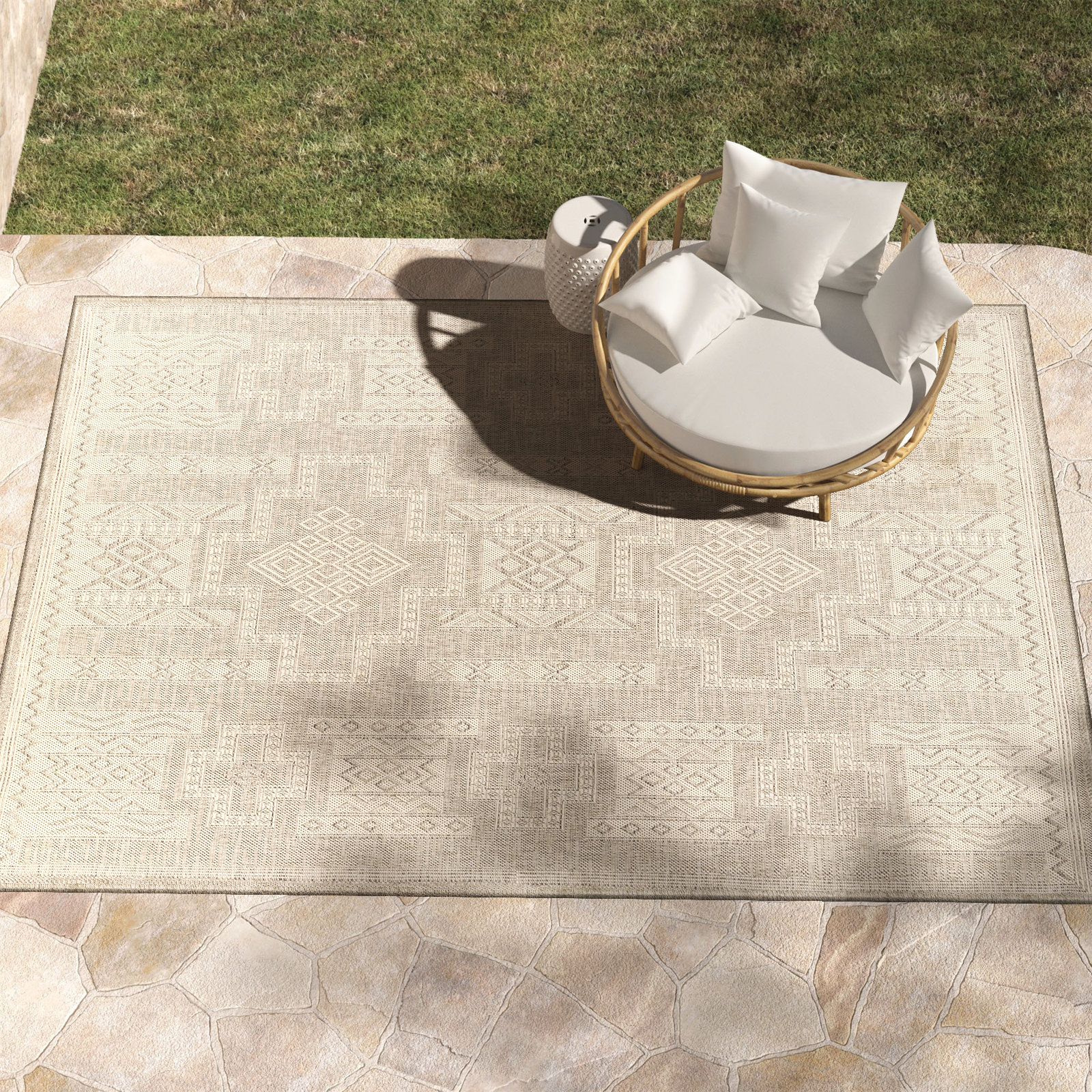 Pavia Gray Indoor/Outdoor Rug, Rectangle 9' x 12'