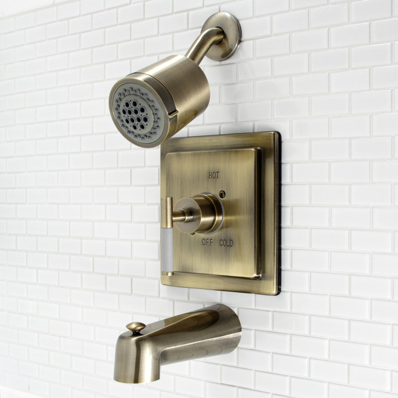 Kingston Brass Kaiser Single-Handle Pressure Balanced Tub and Shower Faucet, Antique Brass