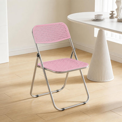 XUEGW Set of 6 Steel Frame PVC Stackable Folding Chair With Anti Slip Foot Pads, White