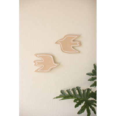  Ensemble de 2 décorations murales en argile émaillée à la main H 7 po