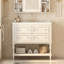 Ensemble de meuble-lavabo 36 po avec lavabo 36 po, lavabo en céramique encastré, ensemble de meuble-lavabo autoportant avec 4 tiroirs, armoire de salle de bain avec cadre en bois massif, beige-508711667