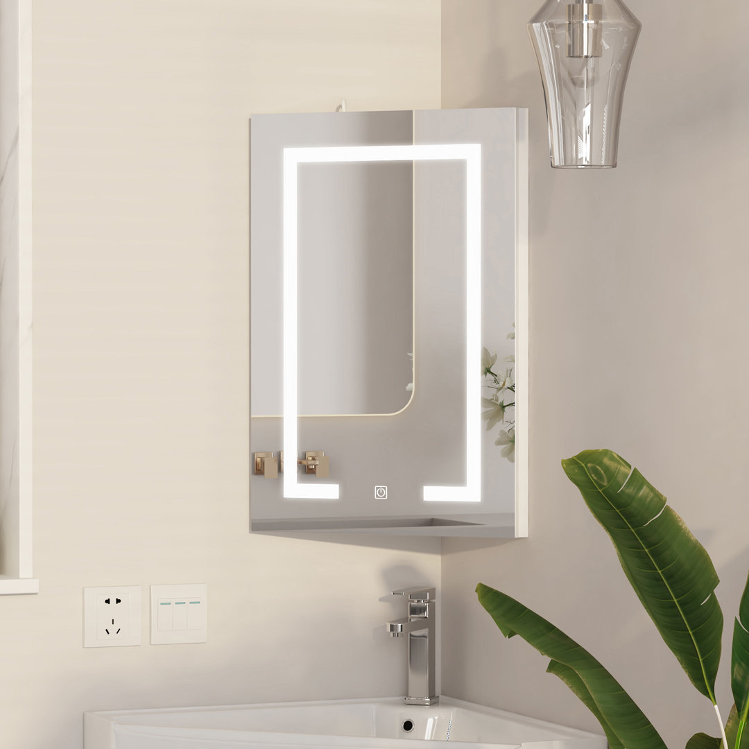 40mm W 60mm H Frameless Medicine Cabinet Mirror 3 Fixed