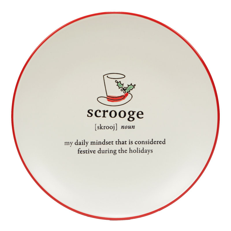 Christmas Fun Sayings Ceramic Dessert Plates Set, 8.25"